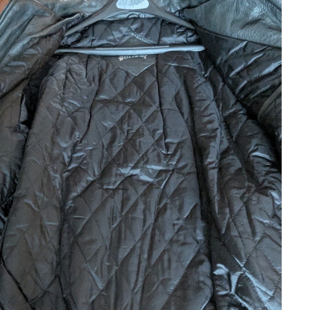 Vtg 90s Planet Hollywood Bomber Jacket Black Leather South Coast California 2XL - Picture 9 of 11